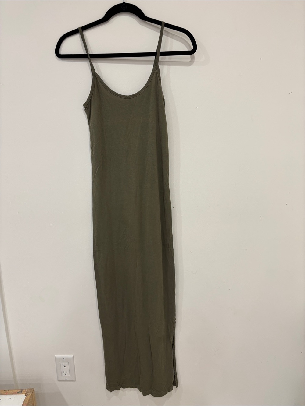 Donni Olive Green Women's Slip Maxi Dress - Classic Spaghetti Strap